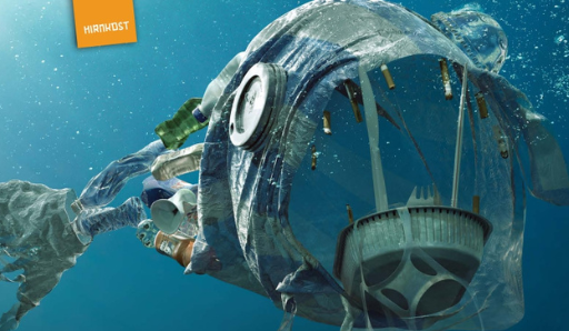 Bildausschnitt des Buchcovers zeigt den Fisch aus Müll mit offenem Maul